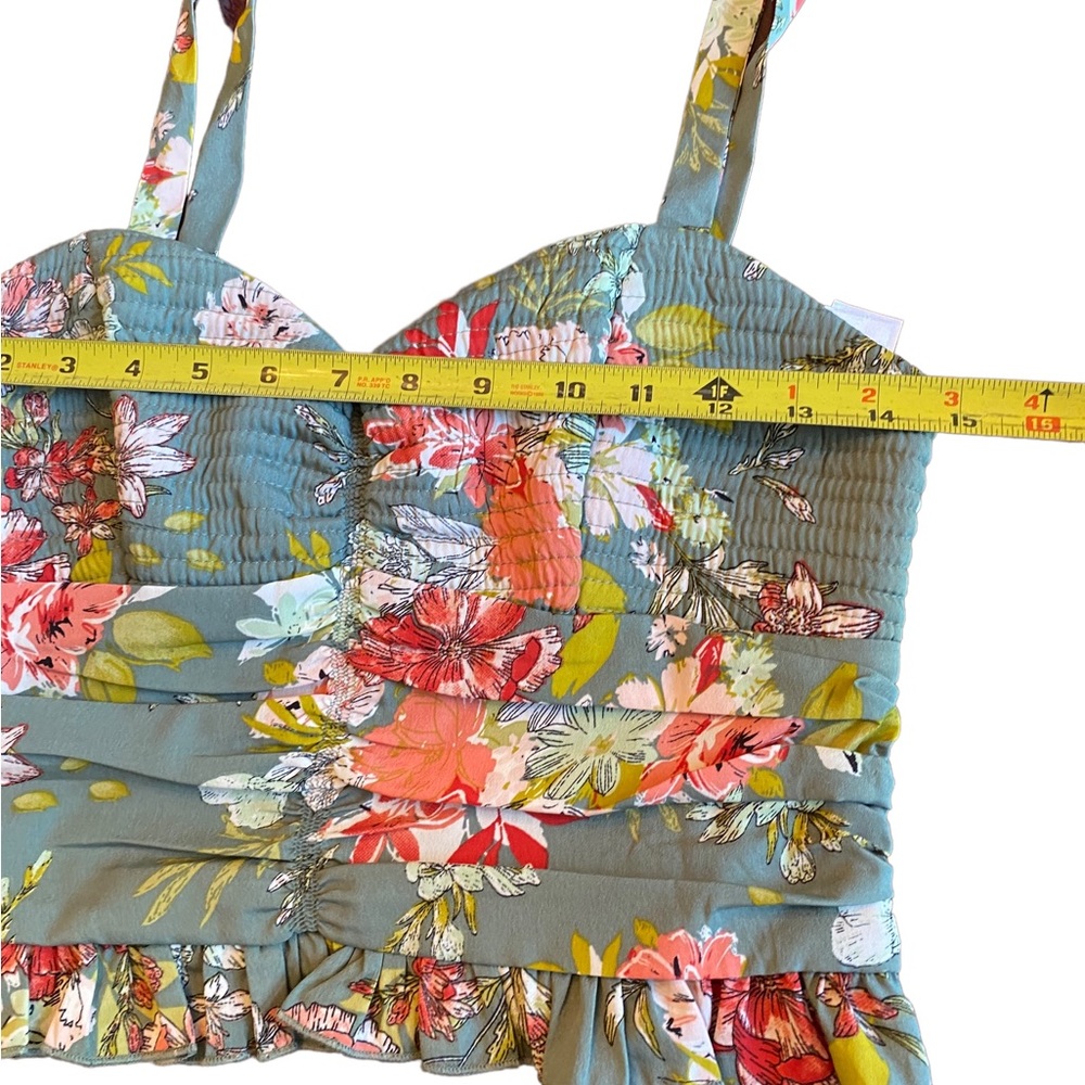 BOG Collective Floral Ruched Ruffled Crop Top - Picture 7 of 10